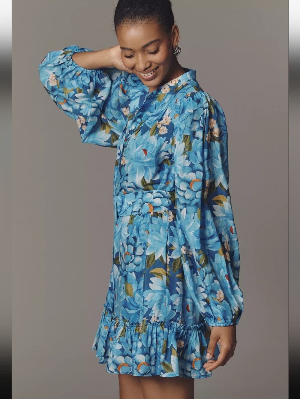 NWT Farm Rio x Anthropologie Long-Sleeve Mini Swing Dress